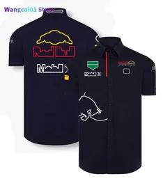 Wangcai01 Erkek Tişörtleri 2022 Yeni F1 Team Racing Suit Erkekler Kısa Soylu Yakası Gömlek Tahtası Gömlek Özel Büyük Boy 0305H23