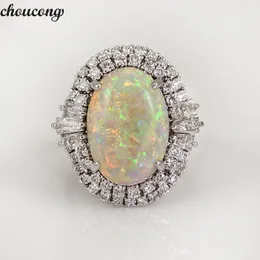 Pierścionki ślubne Choucong Vintage Big Opal Ring 925 Silver Aaaaa Cyrcon CZ Party Band for Women Men Men Jewelry 230303