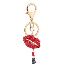 Keychains jinglang luxuoso ctyle moda shinestone cravejado lábios de chaves de chaves pingentes