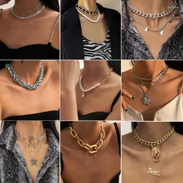 Chaînes mode multicouche irrégulière Imitation perle collier ras du cou 2023 pendentif colliers bijoux pour femmes