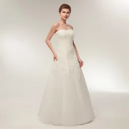 Neues Hochzeitskleid, modischer Stil für Damen, schulterfrei, Wischen des Bodens, Retro-Applikation ENS634