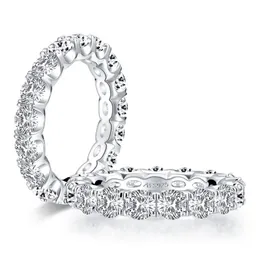 925 argento sterling da 4 mm taglio rotondo Eternity Ring per donne Sona Sona simulato Diamond Engagement Canding Ring274M
