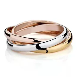 Mode 3 i 1 designer ring par ring för män kvinnor mode enkla stil ringar med tre färger rosguld kärlek ringer rostfritt stål ringar smycken för män och kvinnor