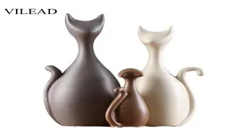 Vilead Ceramic Family of Three Four Cats Figurines Nordic Animal Living Room Decoration Home Ornament Crafts For Wedding Presents T26095318
