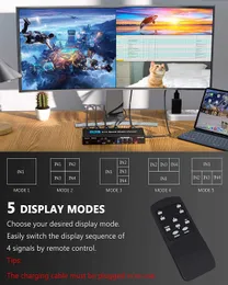 4K HDMI Switcher 4 مفاتيح 1 مفتاح Seamless 4 Splitters 4 Picture 1080p