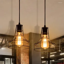 Kolye Lambalar Nordic Vintage Loft Lights Restoran Bar Retro Endüstriyel Demir Tek Baş Lamba E27 Asma Droplight