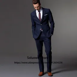 Erkek Suit Blazers Klasik İş İnce Fit Erkekler 2 Parça Ceket Pantolonları Damat Düğün Partisi için Set Smokin Resmi Blazer Terno Mascul