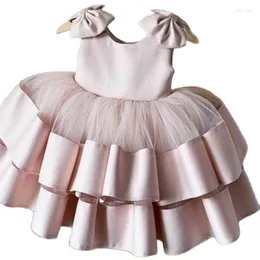 Kız elbise bebek elbise pembe maç saç aksesuarları prenses kızlar doğum partisi cemaat sevimli çocuk elbisesi