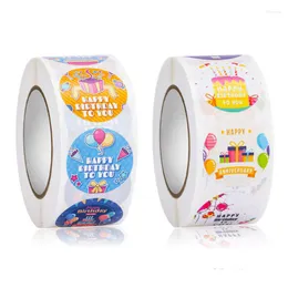 Gift Wrap 1Inch 500PCS Happy Children's Day Birthday Stickers Decor 8 Designs Circle Roll Chrome Paper Adhesive Label Tag