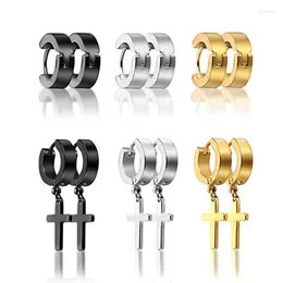 Studörhängen 2 par 316l Titanium Steel Cross Ear Clip Fashion Piercing Cuff Stainless Studs Set