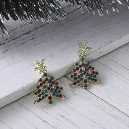 أقراط مسمار الأزياء اللامعة النجمة Pentagram Zirconia Christmas Tree Colorful Diamond for Girls Gift Jewery بالجملة