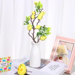 Decorative Flowers 35CM Easter Egg Tree Branch Colorful Painting Foam Flower Fake Plant DIY Decoration Festival Party Home Vase Decor