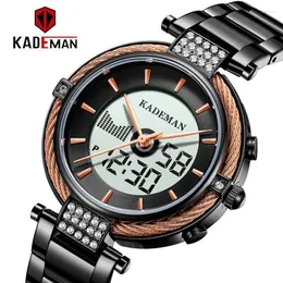 腕時計Kademan 2023女性の時計クォーツとデジタルLCDスクリーン高級ビジネスファッション防水時計Lady K9080 lelogio feminno
