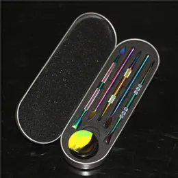 Handwerkzeuge Edelstahl Metall Silber oder Regenbogenfarbe 5 Arten Dabber-Werkzeugset-Kits Silikonölbehälter
