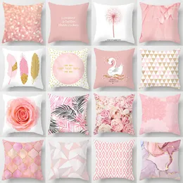 Travesseiro de penas rosa capa decorativa decoração de casa sofá de sala de estar para coussin cojines coussin cojines