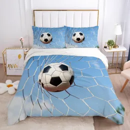 Bettwäsche Sets 3D Blue Football Bettdecke Quilt Cover Set Bettdecke Bettwäsche Kissenbezug König Königin Full Double Custom Home Texitle