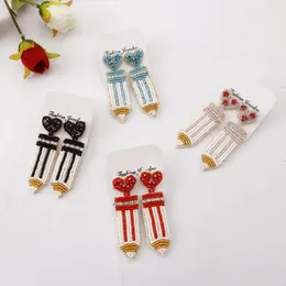 Dangle Earrings 2023 Valentine's Day Pendant Gift For Women Girl Fashion Beads Weaven Pencil Earring Heart Drop Jewelry