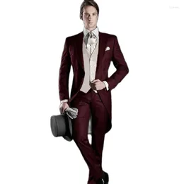 Men's Suits Customize Morning Style Groom Tuxedos Men Prom Dress Business Coat Waistcoat Trousers Sets (Jacket Pants Vest Tie) K:1300