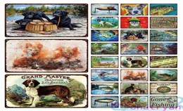 Vintage Fishing Hunting Activity Dogs Metal Plate Painting Iron Tin Sign Wall Pictures For Fisherman Gardens Room Home Decor J22087090258