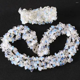 Kolczyki naszyjne Zestaw 4-8 mm chips koraliki naturalny kamień biały biżuteria bransoletka opalowa dla kobiet prezent