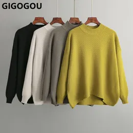 Женские свитера Gigogou Fashion Ship Fasual Women Pellover Sweater осени зима теплый трикотаж O-образный тур-джемпер Top 230306