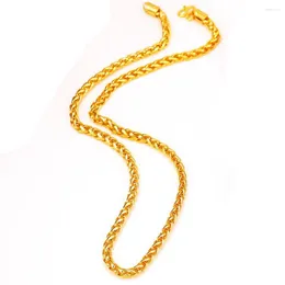سلاسل 4 مم أزياء بيزنطية السلسلة الذهب الأصفر المملوءة بالرجال الكلاسيكية المجوهرات قلادة 60 سم طويلة