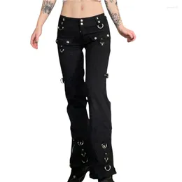 Women's Jeans Xingqing Gothic Women Baggy Jean Aesthetic Zipper Dark Academia Streetwear Punk Casual Denim Trousers E Girl Flared Pants