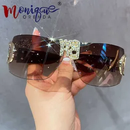 공장 직접 도매 Priceluxury Punk Sports Sunglasses 여성 브랜드 디자이너 Wang Letter Y2K 원피스 일요일 안경 남자 고글 패션 쉐이드 UV400