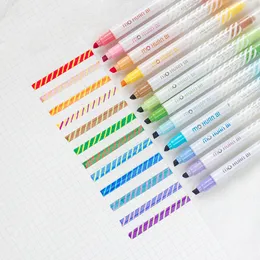 Highlighters 12pcs Magic Color Tightlighter Pen مجموعة Dualside FluorSent Florable Eraser Sently Drawing Art Sterny School A6809 230306