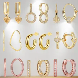 Orecchini Pandora in argento 925, orecchini a bottone in cristallo, gioielli da donna, orecchini a bottone, orecchino rotondo in oro rosa