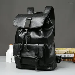 Backpack Laptop Men de alta qualidade As mochilas de couro PU Moda