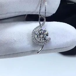 Zincirler Diamond Test Mükemmel Kesim Moissanite S925 Gümüş D ​​Renk VVS Müzik Notu Kolye Kolye Kadın Lüks Takı