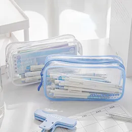 Bolsas de lápis NOVO CHEGA NOVO BACO DE LAVAÇÃO PVC transparente de grande capacidade Papeleria de armazenamento à prova d'água Papeleria A493 J230306