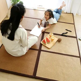 折り畳み日本の伝統的なタータミマットレス長方形の大きな折りたたみ式ストローマットヨガ睡眠