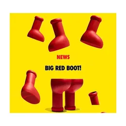 Boots Designer Mschf Big Red Astro Boy Boot Cartoon to Real Life Fashion Men Women Shoes Rainboots Rubber Knee Round Toe Mens Dhc6W