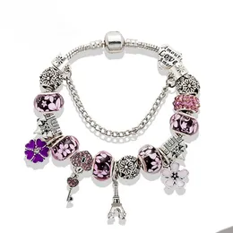 925 versilbertes Turm-Charm-Armband für Pandora-Schlangenkette, Hochzeitsfeier, Schmuck für Frauen, Freundin, Geschenk, DIY-Charm-Armbänder mit Original-Box-Set