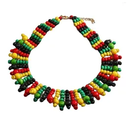 Girocollo Boho Collana di perline Bohemien africano grosso perline colorate Dichiarazione regalo Gioielli clavicola