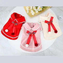 Abbigliamento per cani Vestiti di lana per cani di piccola taglia Xmas Cute Pet Shirt Soft Puppy Abbigliamento natalizio con bowknot Bell Chihuahua Bichon