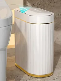 Avfallsbackar Joybos Badrum Trash Can Electronic Automatic Smart Sensor Garbage Bin Hushållens toalettavfallsskräp Can Smart Home Suppies 230303