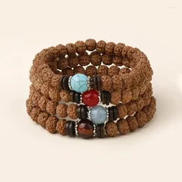 Strang Rttooas 6MM Original Rudraksha Armband für Frauen Naturstein Roter Onyx Tigerauge Meditation Mala Perlenarmbänder Gebetsschmuck