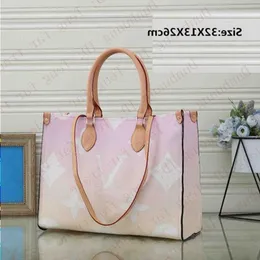 Totes 5A designer bag ON THE GO MM GM PM Fashion Tote shoulder cross body Bags Sunrise Pastel Embossed Leather Women flower print Ladie Slbv