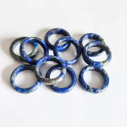 Kamień naturalny szeroki 6 mm Lapis Lazuli Pierścienie mężczyźni kobiety Pierścień Party Wedding