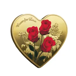 Coração de Artes Rose Rose Dia dos Namorados Coin Comemorativo I Love You Emulação