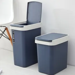 صناديق النفايات علب القمامة لحمام المطبخ WC بلاستيك القمامة الصندوق الأسرة دلو الإبداع دلو الضغط نوع مستطيل النفايات بن 230306