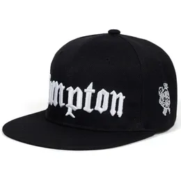 Шариковые шапки Compton вышивая бейсболка Hip Hop Caps Flat Fashion Sport Hat для унисекса регулируемых папотных шляп 230303