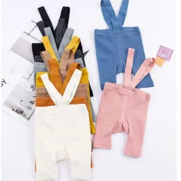 Leggings Tights 2023 Spring Summer Baby Shorty Soft Cotton Knit Children Barn Boy Girl Shorts Suspenders