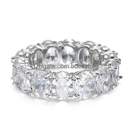 Полосовые кольца 7 -мм медный инкрустационный циркон для женщин Корейский яркий овальный драгоценный камень вечность