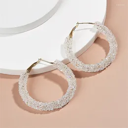 Baumeln Ohrringe Mode Einfache Kreis Matt Retro Übertrieben Handgemachte Perlen Kristall Pendientes De Aro Piercing Oreja