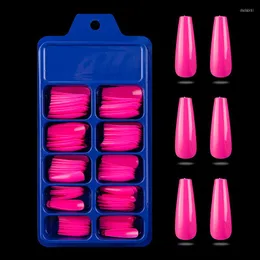 FALSE NAILS 100st Colorful Solid Color Ballerina Fake REURBEABLE Minimalist Manicure Simple Nail Art Accessories Tips