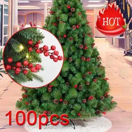 Decorative Flowers & Wreaths 100pcs Mini Red Artificial Stamen Berries Bundle DIY Christmas Wedding Cake Gift Box DecorationDecorative Decor